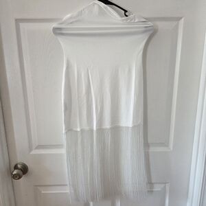 Elegant White Fringe Tube Dress